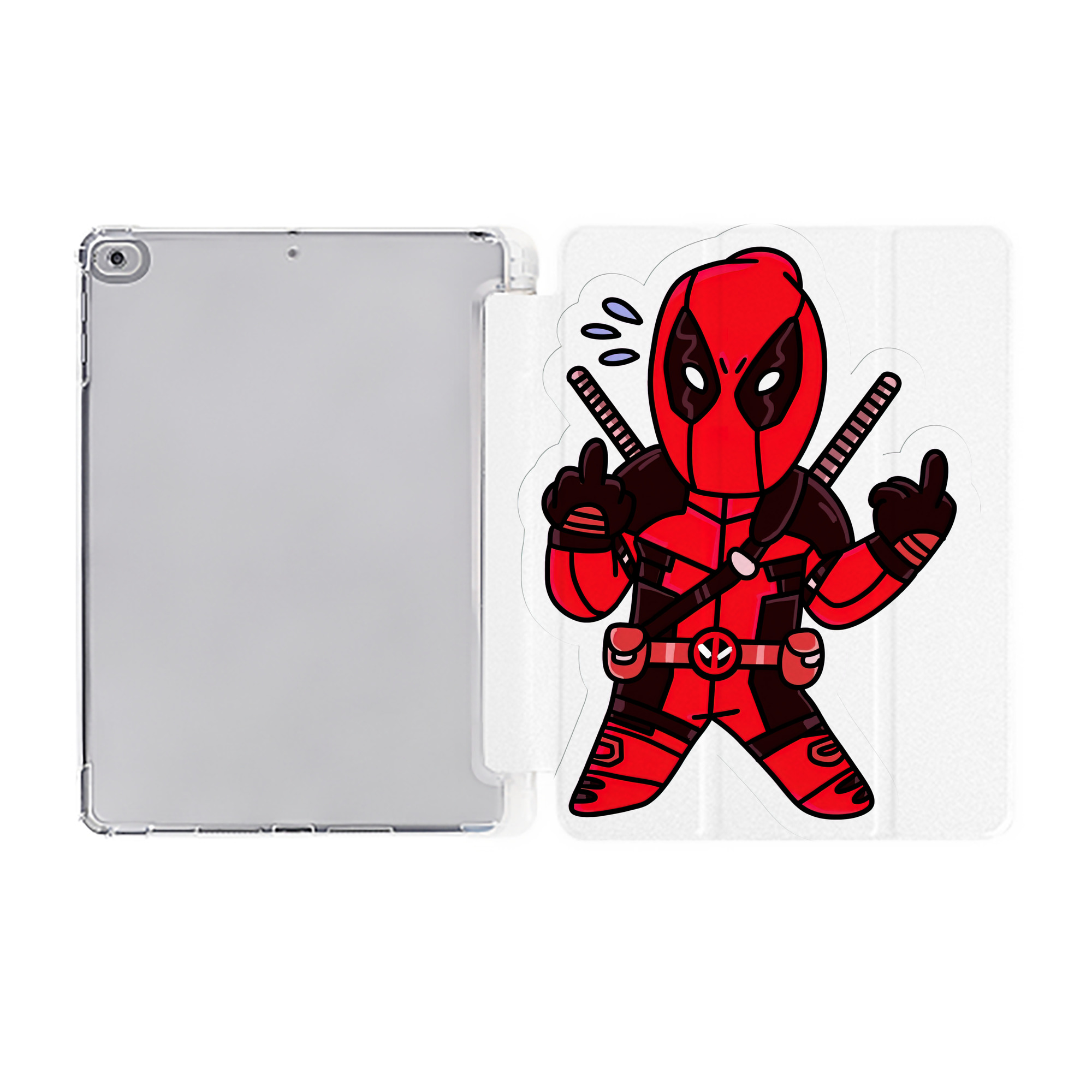 （画像用） Deadpool デッドプール IPad ケース ペン収納付き 三つ折りスタンド PUレザー×シリコン 対応機種9.5/10.5/10.9インチ